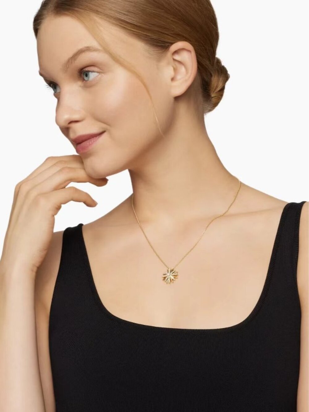 David Yurman Starburst Pendant Necklace, 18K gold set with diamonds, 19mm